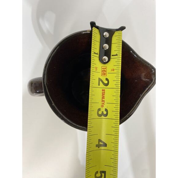 Vintage RRP CO. Roseville Ohio USA Stoneware Pottery Mini Pitcher Two Tone Brown - Picture 9 of 10